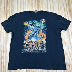 The Hella Mega Tour Green Day Fall Out Boy Weezer Black T-Shirt Black XL 2 Sided